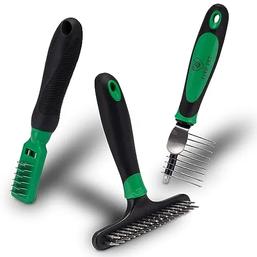 FinoPet 3er Entfilzungs-Set für Hunde und Katzen - Tierbürsten-Set mit hochwertigen Edelstahlpins für schonende Fellpflege von Langhaar und Kurzhaar, ideal zur Entfernung von Knoten und Verfilzungen.