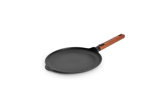 Woll Pfannkuchenpfanne in Schwarz - Ø 26 cm - Hochwertige Titan-Pfanne mit abnehmbarem Holzgriff, ideal für alle Herdarten. Antihaftbeschichtung und backofenfest bis 250°C sorgen für müheloses Kochen und einfache Reinigung.