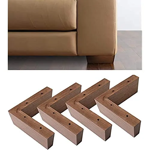 Produktbild IPEA 4X Möbelfüße aus Walnuss – 50 mm Höhe – Kegelform für Sofas und Möbel