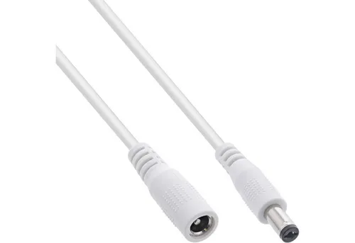 InLine® Verlängerungskabel 5,5x2,1mm, 1m, weiß - Universelles Verlängerungskabel für Geräte mit DC 5,5 x 2,1mm Stecker. Ideal für Drucker, Überwachungskameras und mehr. Hohe Qualität mit 100% Kupfer für zuverlässige Stromübertragung bis 24 Watt.