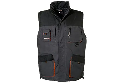 Terratrend Job 4300-S-1064 Herren Weste, Schwarz/Anthrazit - Herren-Weste mit 2 wiederverwendbaren Patch-Taschen, ideal für Arbeit und Freizeit, aus strapazierfähigem Material (80% Polyester, 20% Baumwolle)
