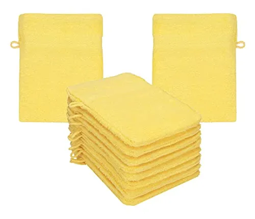 Betz Waschhandschuhe Premium 10 Stück 16x21 cm – 100% Baumwolle 470g/m² – Weiche Frottee Waschlappen – Pflegeleicht & saugstark - Farbe gelb