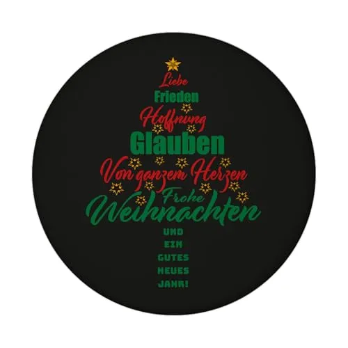 Christbaum Magnet rund mit Spruch Frohe Weihnachten und gutes neues Jahr Perfekt für Heiligabend Einzigartiger Magnet für EIN besinnliches Weihnachtsfest