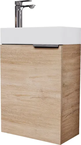 Planetmöbel Waschtisch mit Unterschrank 40 cm – Modernes Badmöbel-Set - Platzsparendes Waschbecken-Set mit Unterschrank für kleine Bäder. Inklusive eleganter Armatur und cleverem Stauraum für Pflegeprodukte. Soft-Close-Technik für leises Schließen und einfache Montage für jeden Heimwerker.