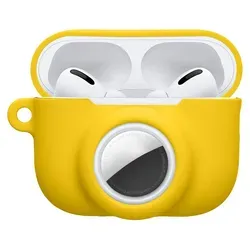 kwmobile 2-in1 Schutzhülle für Apple Airpods Pro 3 Hülle - Kopfhörer Silicon Case kompatibel mit AirTag - stoßfestes Cover mit Karabiner - Gelb - Gelb