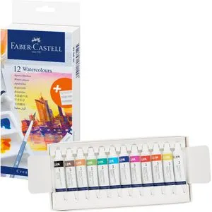 Faber-Castell Farbkasten 169612 Aquarellfarben, inkl. Mischpalette, 12 Farben