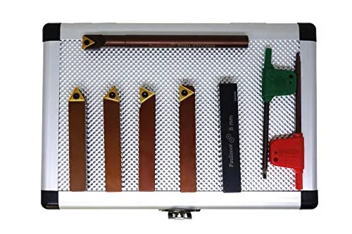 Drehmeißel-Set mit Wendeplatten, 10 mm - Zubehör für Elektrowerkzeug, 5-teiliges Set mit vielseitigen Drehmeißeln für präzise Bearbeitungen und austauschbaren Hartmetalleinsätzen.