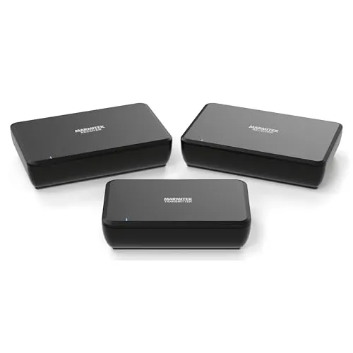 Marmitek Speaker Anywhere 750 - Drahtloser Audio Transmitter - Vorverstärker mit 50W eingebautem Verstärker für Regallautsprecher und hochwertige, latenzfreie digitale Audioübertragung in CD-Qualität.