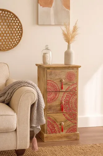 moebel-direkt-online Schubkastenkommode Leni I – Massivholz in Beige/Braun - Moderne Schubkastenkommode aus robustem Massivholz, mit 3 praktischen Schubkästen und montierter Lieferung – ideal für jeden Raum.