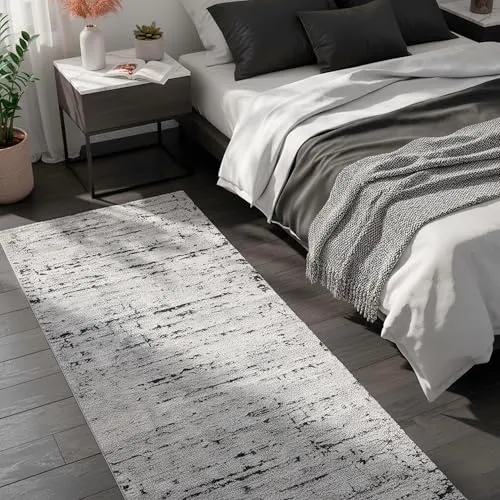 Kurzflor Teppich Laufer 80 x 300 cm - Dunkelgrau, Moderner und super softer Teppich für Ihr Wohnzimmer - Teppich für Wohnzimmer, besonders sanft und pflegeleicht. Ideal für Fußbodenheizungen und schadstoffgeprüft. Verleiht Ihrem Raum ein warmes Gefühl.