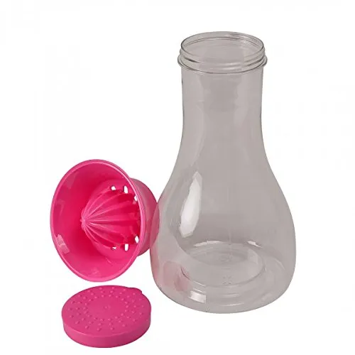 quantio Karaffe mit Zitruspresse und Deckel - Rosa - Entsafter - Saftpresse - Orangenpresse - Zitronenpresse - Wasserkaraffe - Kanne