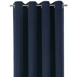Beautex Verdunkelungsvorhang - blickdichte Ösen Gardine in Navyblau - Gardinen für effektive Lichtblockierung, ideal für Schlafzimmer oder Medienräume, Maße 140 cm x 245 cm, waschbar bis 30 Grad, mit eleganten Ösen für einfache Montage.
