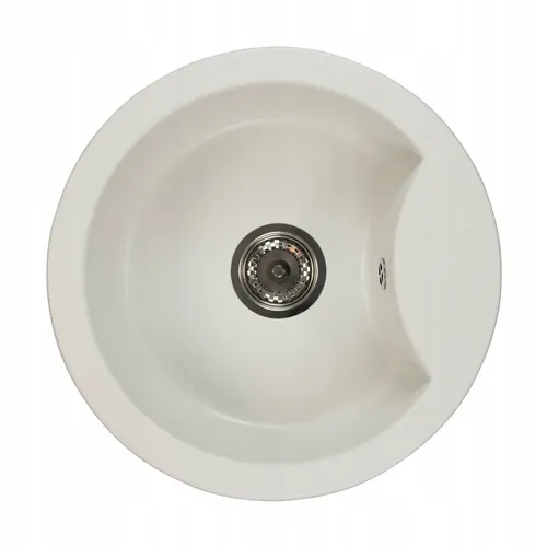 Mila-Spüle aus weißem Granit mit verchromtem Siphon