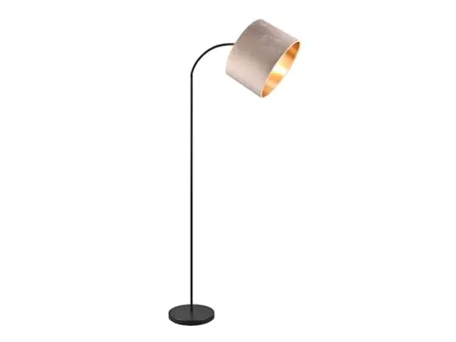 meineWunschleuchte Stehleuchte mit Samt Lampenschirm Beige - Standleuchte mit 156cm Höhe und dimmbarer E27 LED, edlem Samt-Lampenschirm in Beige und Gold innen, ideal für stimmungsvolle Beleuchtung in jedem Raum.