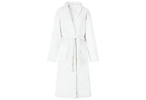 vidaXL Bademantel ohne Kapuze Weiß L - Flauschig und Bequem - Entspanne stilvoll in diesem weißen Bademantel aus weichem Flanell. Ideal für gemütliche Winterabende, bietet er Wärme und Komfort mit praktischen Taschen für mehr Bequemlichkeit.