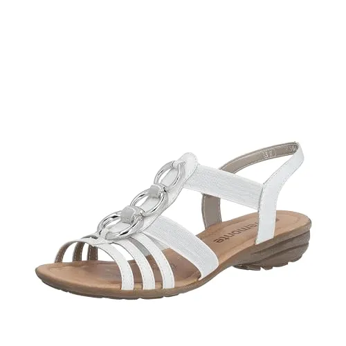 REMONTE Riemchensandale Damen Gr. 44 in Silber - Stylische Riemchensandale von Remonte aus Lederimitat. Mit praktischem Gummizug und Keilabsatz für optimalen Tragekomfort – ideal für den Sommer!