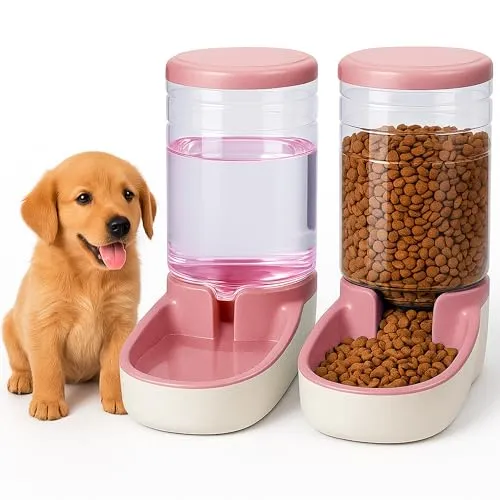Edipets, Automatischer Futterspender Katze, Hunde, 2 Einheiten, 3.8L, Futter- und Wasserspender für Haustiere (Rosa)
