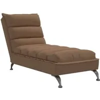 vidaXL Chaiselongue mit Kissen Braun Stoff - Gartenmöbel: Stilvolle Chaiselongue aus strapazierfähigem Stoff mit eleganten Metallbeinen für Stabilität und modernen Komfort.