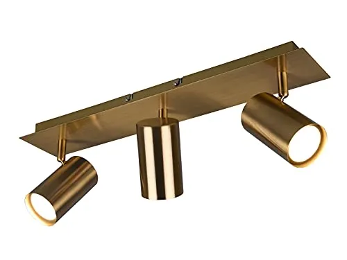 meineWunschleuchte 3-flammiger Deckenstrahler aus Metall Altmessing matt, Breite 48cm