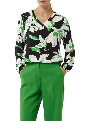 comma Bluse Langarm - Floral Muster - Damenblusen mit V-Ausschnitt und langen Ärmeln, perfekt für einen lässigen Look. Die Regular Fit Passform sorgt für hohen Tragekomfort.