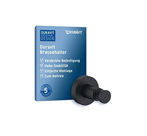 Duravit Universal Brausehalterung – Duschkopfhalterung Schwarz Matt - Handbrausen Kategorie: Stabile Halterung für hohe Belastungen, einfache Montage mit verdecktem Befestigungssystem, ideal für Dusche oder Badewanne, in trendigem Schwarz Matt.