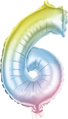 Folienballon Zahl 6 bunt 100 cm