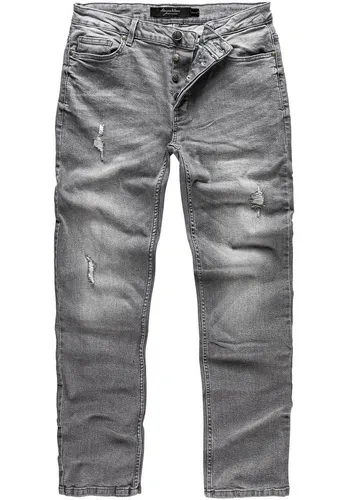REPUBLIX Straight-Jeans JAX Herren Regular Fit Destroyed Jeans grau W36/L34 - Stylische Herrenjeans im Destroyed-Look aus 98% Baumwolle und 2% Elasthan. Bequemer Regular Fit für optimalen Tragekomfort und vielseitige Kombinationsmöglichkeiten.
