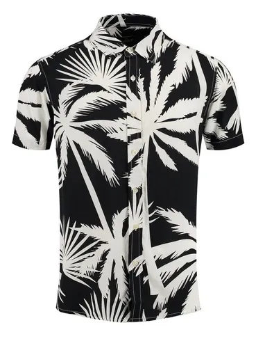 KEY LARGO Herren Palms 1/2 Patterned Hemd, Schwarz, S von KEY LARGO