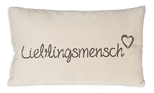 Haus und Deko Lieblingsmensch Kissen Bezug 30x50 cm Baumwolle Kissenhülle Baumwolle Dekokissen Beige mit Taupe