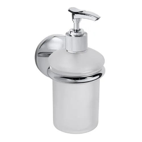 Brillantbad BALFA Glasseifenspender Zink Chrom poliert - Eleganter Seifenspender für Bad & Küche, aus hochwertigem Messing mit polierter Chrom-Oberfläche, einfach zu montieren mit Schrauben- & Dübelset.