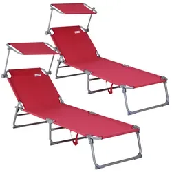 CASARIA® 2er Set Sonnenliege Klappbar mit Sonnendach - Gartenliegen für 2 Personen, wetterfest und transportabel. Mit 4-fach verstellbarer Rückenlehne und stufenlos verstellbarem Sonnendach für optimalen Komfort im Garten oder unterwegs.