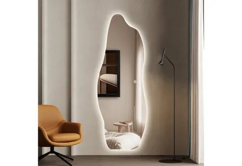 WDWRITTI Ganzkörperspiegel Led 165x60 165x50 150x50 140x40 Wandspiegel groß mit beleuchtung (Spiegel Flur Ganzkörper, 3Lichtfarben, Dimmbar, Speicherfunktion), Energiesparend, 5mm HD Umweltfreundlicher Spiegel