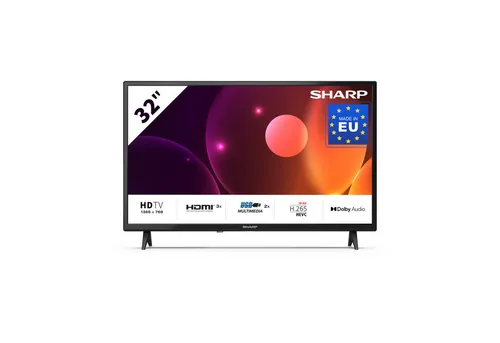 SHARP 32FA2E HD Ready TV - 81 cm (32 Zoll) mit HDMI und USB - Fernseher mit 81 cm Bildschirmgröße, 3 HDMI-Eingängen und 2 USB-Anschlüssen für Multimedia-Wiedergabe, ideal für Ihr Wohnzimmer.