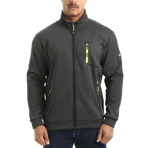 Lee Cooper LCJKT124 Berufsbekleidung Herren Full Zip Thermal Anti Pill Bonded Fleece Arbeitsjacke Mantel, Holzkohle Mergel, 2XL
