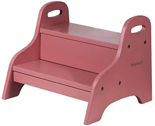Kindsgut Holztritt, 2-stufiger Tritt-Hocker für Kinder in Altrosa - Trittschemel für Baby- & Kleinkinderzimmer, aus hochwertigem Holz, stabil und sicher mit einer maximalen Belastung von 50 kg – ideal, um das Waschbecken zu erreichen.