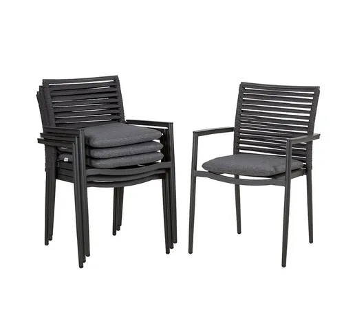 acamp Jersey Stapelsessel 4er-Set - Gartenstühle: Robuste und elegante Stapelsessel aus hochwertigem Material-Mix, perfekt für Terrasse und Gastronomie, mit abnehmbaren, waschbaren Kissen für einfachen Pflege.