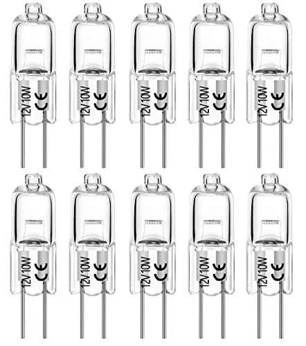 EKSAVE Halogenlampen 10W 12V Stiftsockellampen Kapsel Lampe Sockel 140lm Warmweiß 2700K(10 Stück) (G4 10W)