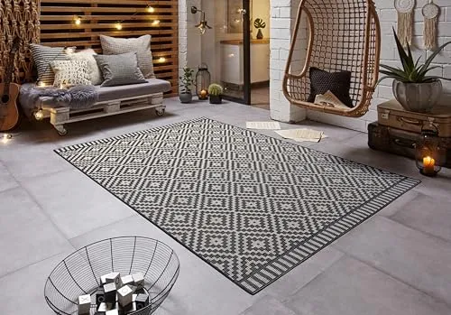 freundin Home Collection Mia In- & Outdoor Teppich - Wetterfester Teppich für Innen & Außen, ideal für Balkon, Terrasse oder Wohnzimmer. Pflegeleicht und wasserfest, perfekt für alle Unterböden.