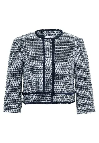 BETTY & CO Bolero-Jacke mit Taschen - Modische Bolero-Jacke für Damen in Dunkelblau, taillierte Passform mit praktischen Taschen und elegantem Rundhals. Ideal für stilvolle Business-Outfits.