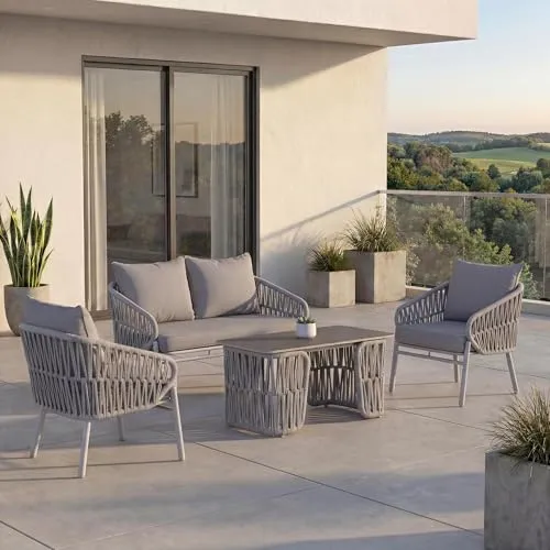 Mendler Gartengarnitur HWC-P90, Lounge-Set für Garten und Balkon