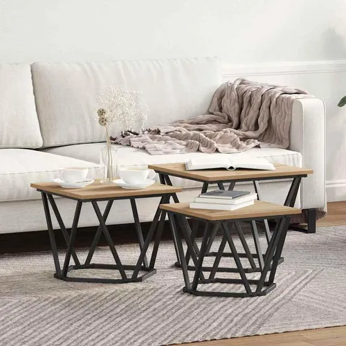 Maison Exclusive Couchtisch 3 stk. Artisan-Eiche 50 x 50 x 40 cm