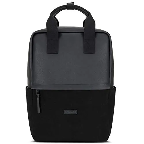 Expatrié Rucksack Damen Schwarz Mila - Stilvoller Daypack aus Baumwoll Canvas - Tagesrucksack mit 12 Litern Volumen und 15 Zoll Laptopfach, ideal für Freizeit und Business, kombiniert modernen Look mit praktischem Komfort.