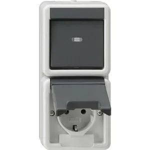 GIRA Feuchtraum-Kombination 417630, senkrecht - Steckdosen & Zubehör – Robuste, halogenfreie Ausführung, ideal für Feuchträume mit IP44 Schutz und bruchsicherem Design.