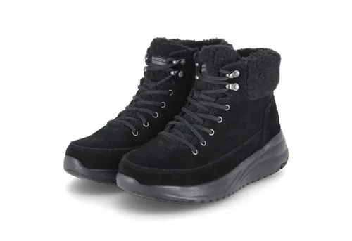 Skechers 144770 BBK Damen Winterstiefel aus Rauleder in Schwarz - Klassische Winterstiefel mit warmem Futter und robustem Rauleder, ideal für kalte Tage. Komfortabel und vielseitig für jeden Anlass.