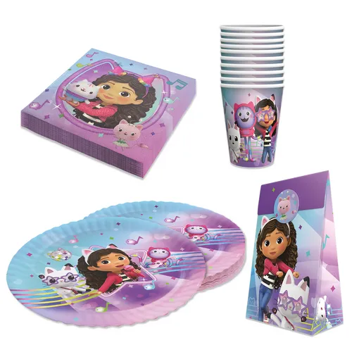 Gabby’s Dollhouse Partyset 92-tlg – Teller, Becher, Servietten & Geschenktüten