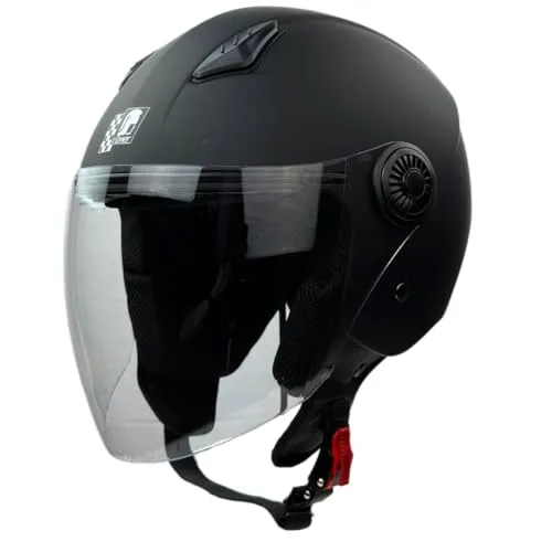 Römer Jethelm RR10801 - Motorradhelm mit Visier, lang, klar, Kratzfest - schwarz matt, Gr. L