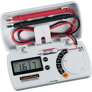 Laserliner Multimeter Pocket-Box RMS digital - Spannungsprüfer mit kompaktem Design, akustischer Durchgangsprüfung und automatischer Messbereichswahl - ideal für präzise Messungen unterwegs.
