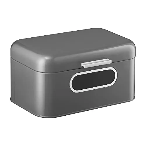 Ambition Brotkasten vintage retro Nordic Brotbehälter Edelstahl mit kleinem Fenster für Brot Kuchen 30x18,5x15,5 cm