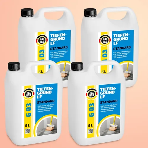 Tiefengrund 20L Tiefgrund LF - Schnelltrocknende Grundierung für alle Räume - Grundierung für Innen und Außen mit schnelltrocknender Formel, ideal für Beton und Gips, abdeckend bis 200m², in praktischen 20L Kanister.