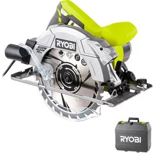 Ryobi 5133002779 Handkreissäge 1600W RCS1600-K - Sägen mit 1600W Leistung, ideal für präzise Gehrungsschnitte bis 45 Grad, ausgestattet mit Anschluss für Staubabsaugung und GripZone+ für besseren Halt.